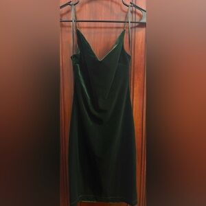B. Smart Emerald Velvet Slip Dress